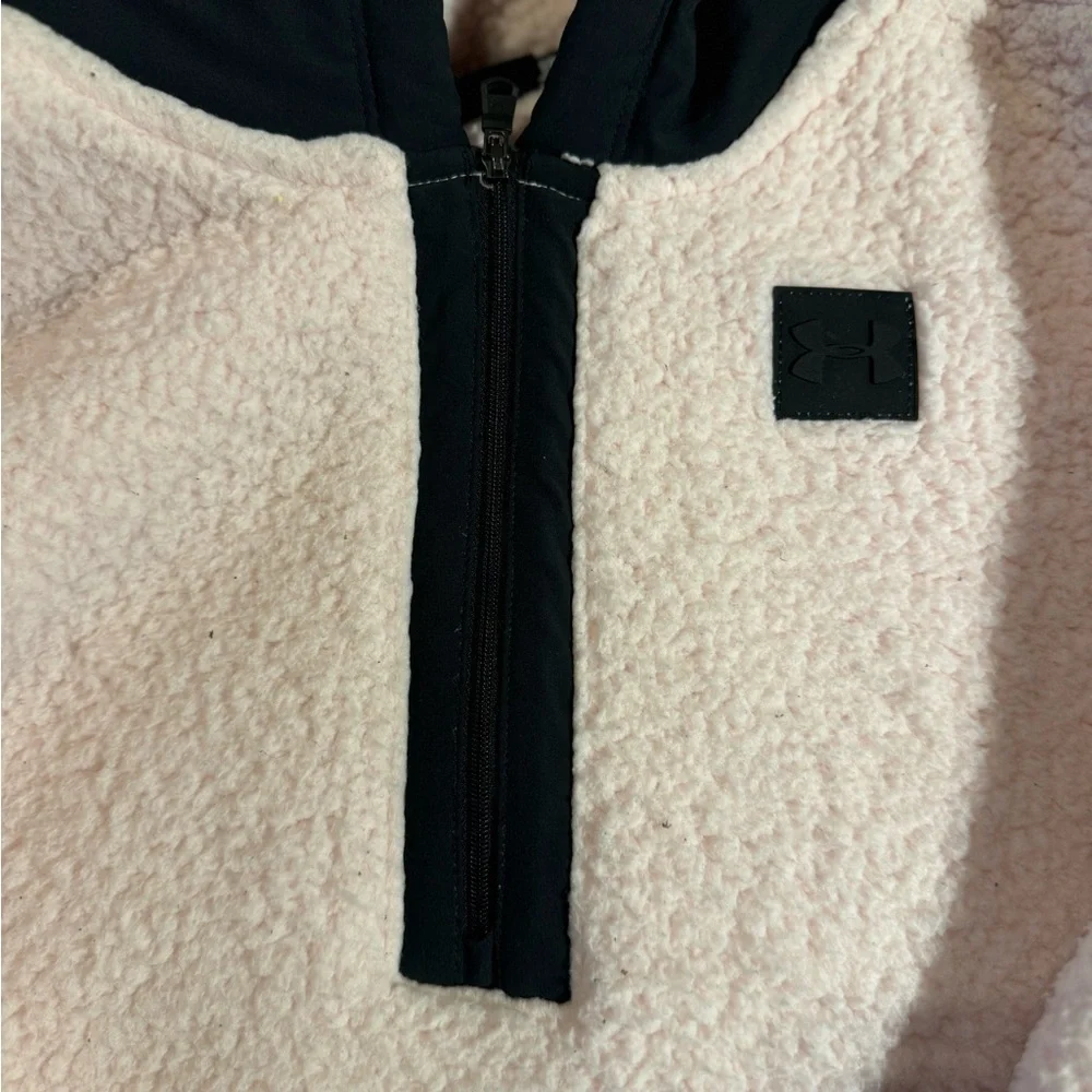 Under Armour Sherpa Hoodie YXL Women’s Small Fit Pink White Fleece Loose